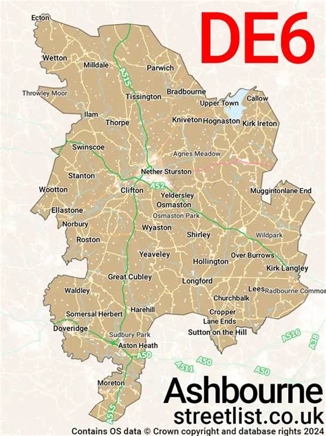 Area Information for Sudbury, Ashbourne, DE6 5HT .
